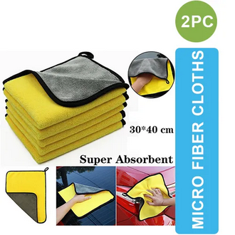 AlClean Pack of 2 Micro Fiber Cleaning Dusting Cloth Yellow & Grey for Home / Car / Kitchen 30cmx40cm