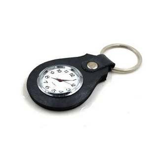 Leather Key Chain With Working Clock Keyrings Keychains Watch Key Chains Rings Clock Brown/Black