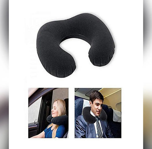 Intex Comfortable Car Air Neck Pillow For Travel - Black