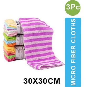 AlClean Pack of 3 Micro Fiber Cleaning Dusting Cloth for Home / Car / Kitchen 30 cm x 30 cm