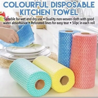 AlClean 50Sheets Reusable Fabric Paper Towel Roll for Kitchen Cleaning. These durable and eco-friendly wipes are perfect for tackling spills and messes with ease. Ideal for everyday use.