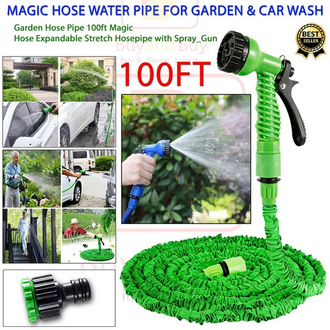 100 Ft - Solar Panel Wash + Rod Attachment - Car Washer - Water Hose Pipe - Hand Shower - Water Pipe For Garden - Magic Hose Expandable Stretch Hose Pipe With Spray Gun.