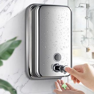 AlClean SOAP DISPENSER Stainless Steel- LIQUID SOAP DISPENSER SOFT PUSH BUTTON