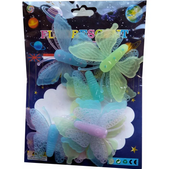 Pack Of 8 - Bigger & Better Fluorescent Night Glowing Butterfly Wall Sticker