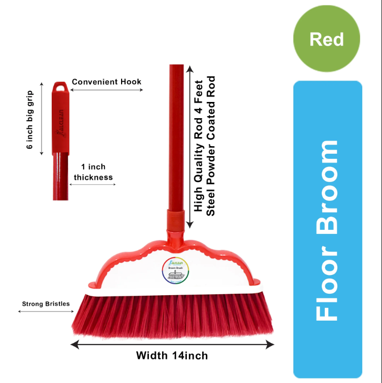 AlClean Floor Broom with Metal Rod
