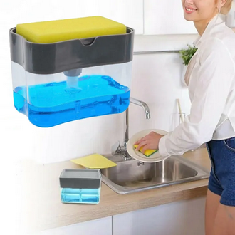 AlClean 2-in-1 Pump Soap Dispenser and Sponge Caddy For Dish