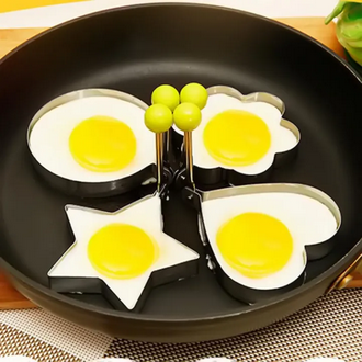 Fried Egg Mold, Pack of 4 Stainless Steel Egg Ring Egg Shaper Pancake Mold Heart/Round/Star/Flower Shape