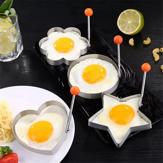 Fried Egg Mold, Pack of 4 Stainless Steel Egg Ring Egg Shaper Pancake Mold Heart/Round/Star/Flower Shape