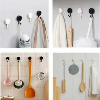 10Pcs Pack Hook Adhesive Suction Cup Hooks Sticky Hook Wall & Ceiling & Door Nail Free Clear Hook for Bathroom and Kitchen No Scratch Waterproof and Oilproof Sticker