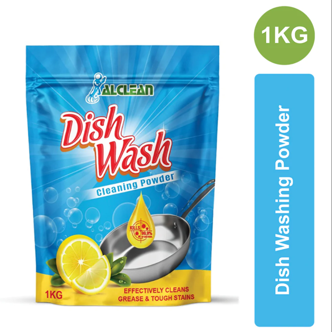 AlClean Dish Wash Powder Cleaning Lemon Effectively Cleans Grease & Tough Stains 1kg