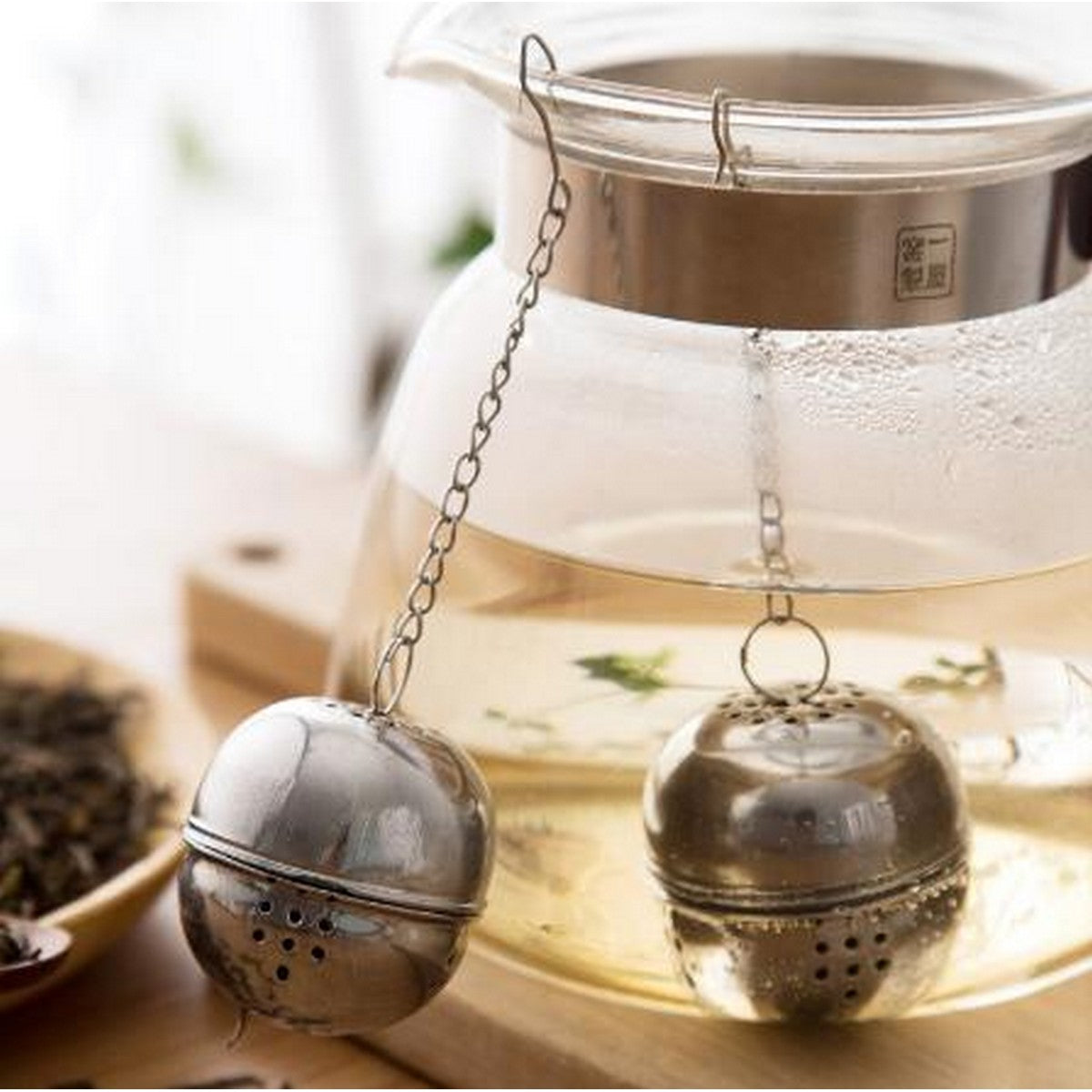Spice, Herb,Tea and Seasoning Filter Ball with Hanging Hook - Stainless Steel Ball Tea Infuser Mesh Filter Strainer w/hook Loose Tea Leaf Spice Ball with Rope chain Home Kitchen Tools